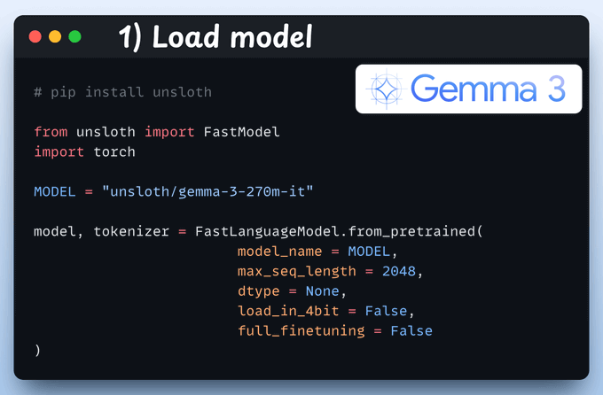 Gemma 3 270M模型加载代码示例