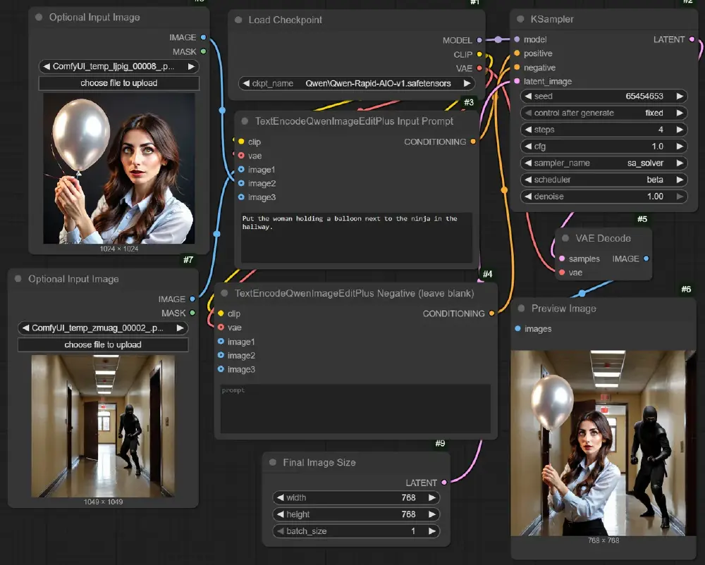 Qwen-Image-Edit-Rapid-AIO V10工作流界面
