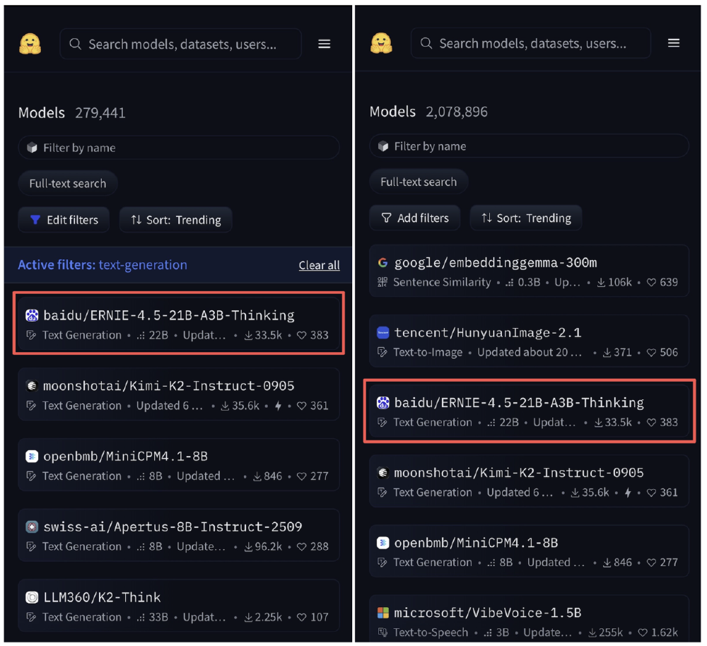 ERNIE-Thinking登顶HuggingFace趋势榜