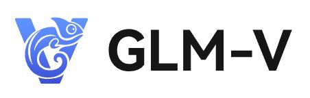 图片展示了蓝色抽象图案与黑色“GLM-V”文字组合的标志，可能是智谱GLM-4.5V视觉推理模型的品牌标识。