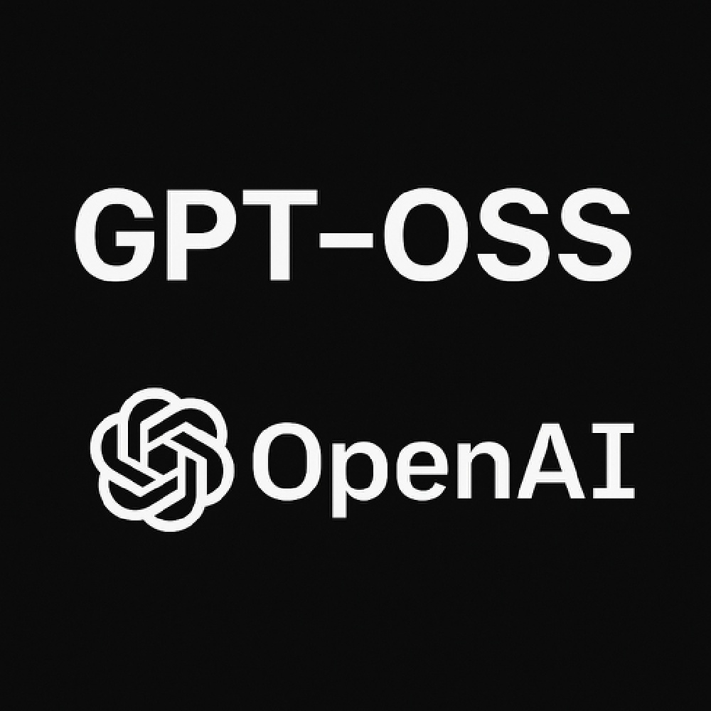 图片以黑色为背景，白色文字和OpenAI标志组成，展示了‘GPT-OSS’字样及OpenAI的标志性图形，用于标识OpenAI开源的大语言模型GPT-OSS。
