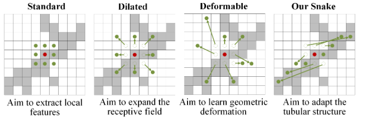 不同卷积方法的目标对比