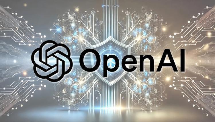 背景为交织的科技感电路与数据节点，中央结合OpenAI logo与防护图形，直观体现该模型在AI内容安全领域为数字内容提供安全屏障的核心定位。
