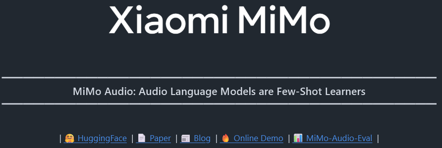 小米MiMo-Audio项目官方首页截图