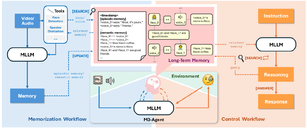 M3-Agent双重记忆编码系统架构图
