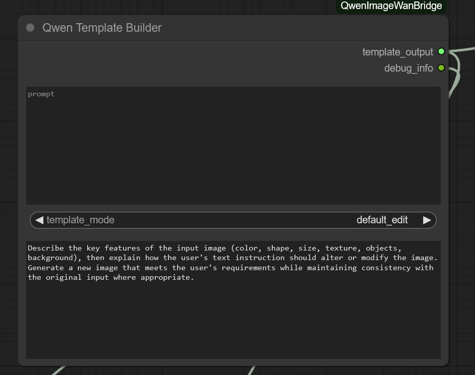 Qwen Template Builder界面截图，显示用于提升角色一致性的提示词模板配置，支持自定义编辑参数以适配v10.4版本的优化需求。