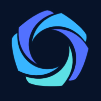 深蓝色背景上的蓝青色渐变抽象螺旋形标志，代表腾讯混元图像3.0的品牌标识