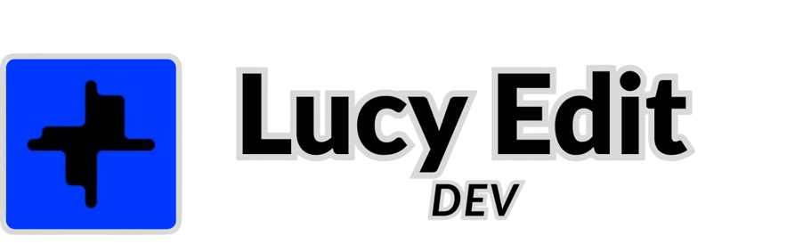 图片展示了Lucy Edit Dev模型的标志，左侧为蓝色方形背景配黑色图形，右侧是“Lucy Edit DEV”文字，作为该模型的标识元素。