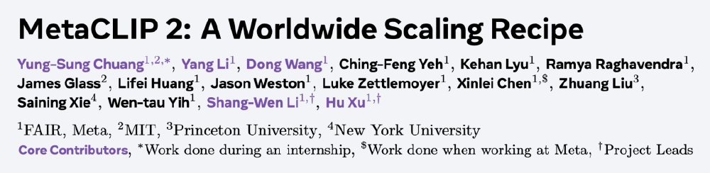 MetaCLIP 2研究论文标题页