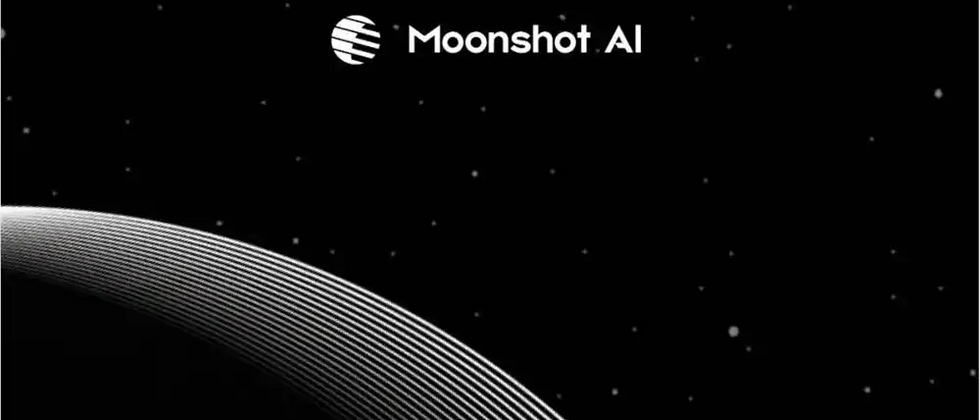 黑色星空背景上带有科技感线条图形和“Moonshot AI”标志，突出月之暗面（Moonshot AI）品牌视觉形象。
