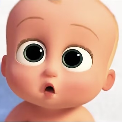 卡通风格的婴儿形象，大眼睛、表情惊讶，是AI模型Tar-7B生成的文本到图像结果示例，用于展示其图像生成能力。