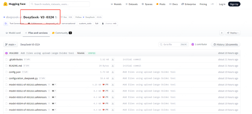 Hugging Face平台模型文件列表