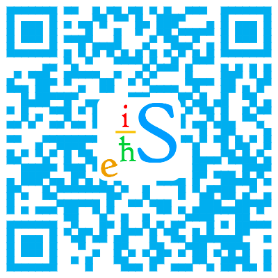 蓝白配色的二维码，中心嵌入彩色字母“iSth”，用于访问科学空间（Scientific Spaces）相关内容