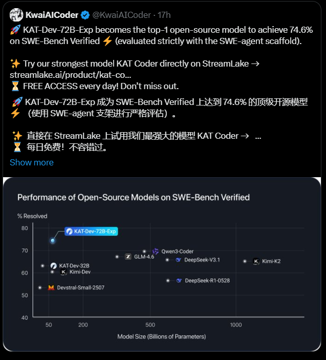 KAT-Dev-72B-Exp开源公告
