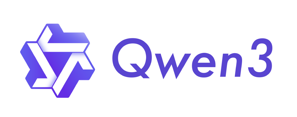 Qwen3的品牌标识采用蓝紫色渐变的立体几何设计，象征模型融合多维度认知能力的技术特性。