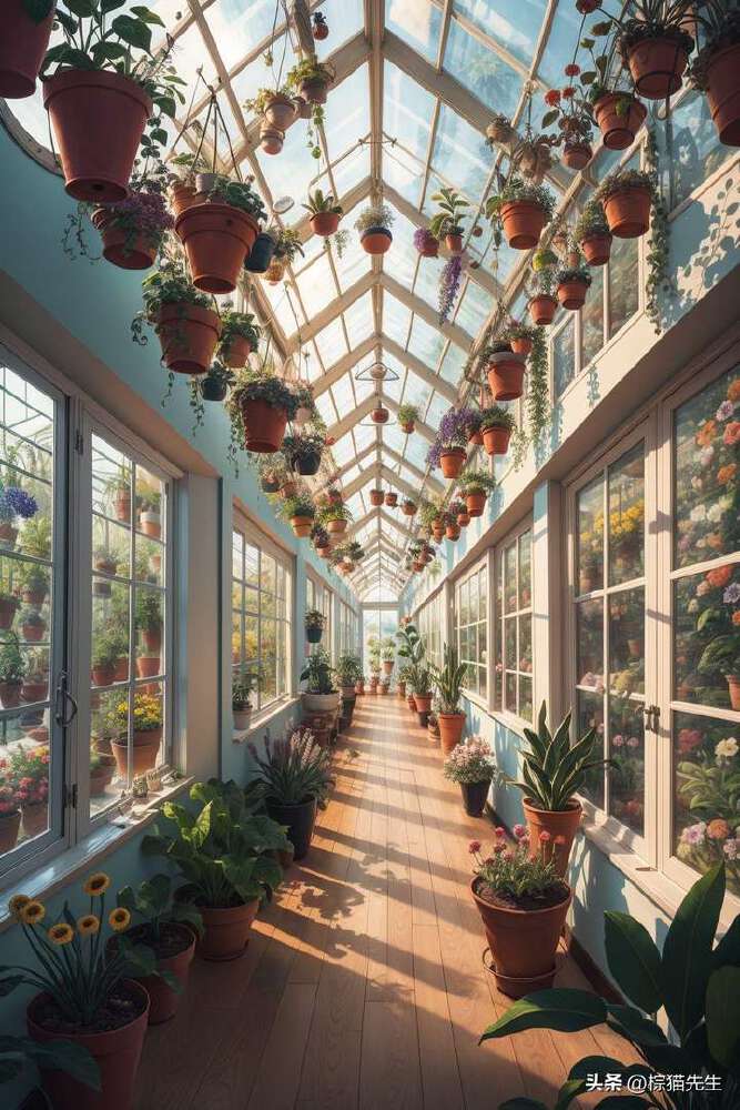 Stable Diffusion生成的温室走廊艺术图
