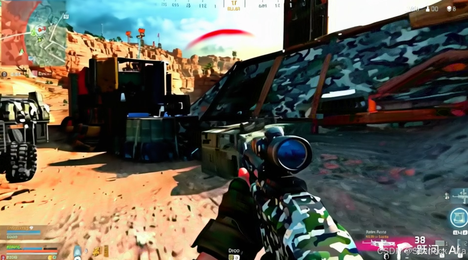 Step-Video-T2V Turbo生成的第一人称射击场景