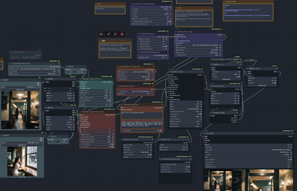 ComfyUI界面中的Wan2.1-FLF2V模型工作流