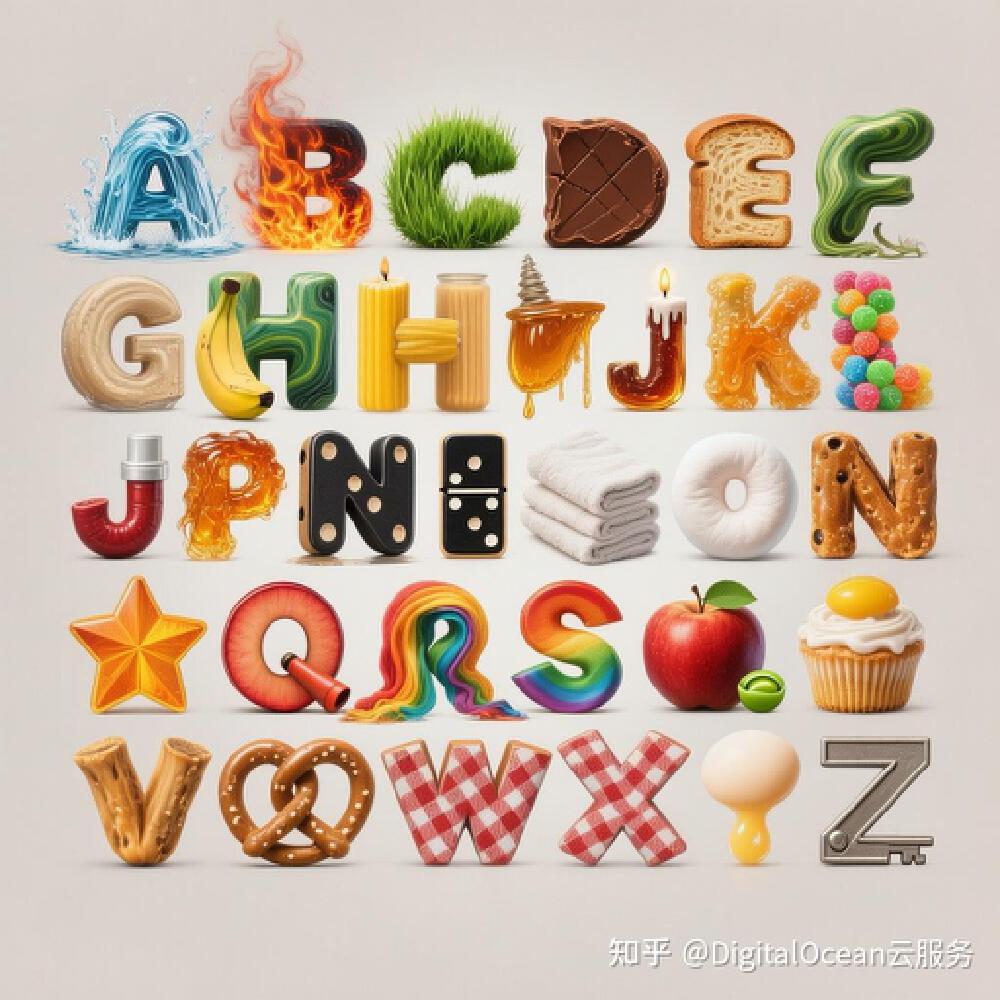 多物体构成的艺术化字母表