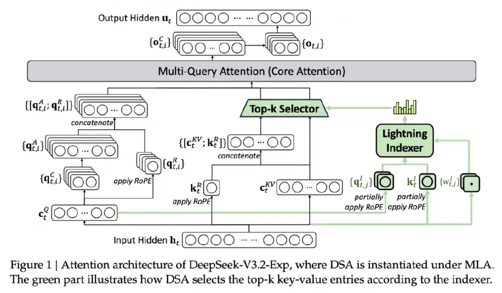 DeepSeek-V3.2-Exp模型的注意力架构图