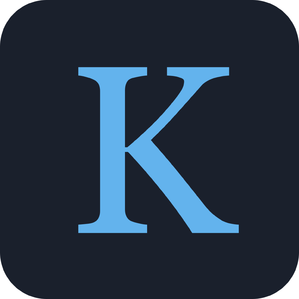 深蓝色背景上带有浅蓝色字母“K”的图标，疑似Kimi K2相关的品牌标志。