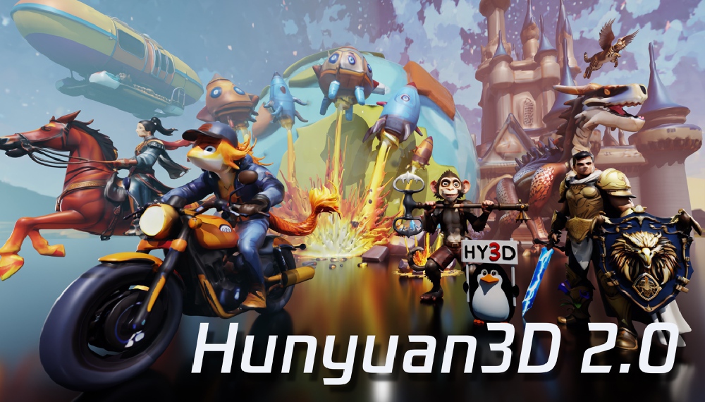 腾讯Hunyuan3D 2.0生成的多样化3D资产