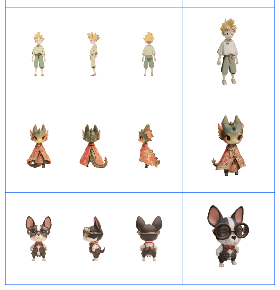 Hunyuan3D-2mv模型多视角输入生成3D模型效果示例