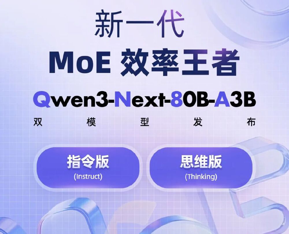 新一代MoE效率王者Qwen3-Next-80B-A3B双模型发布宣传图