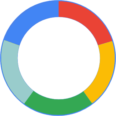 图片展示了由蓝色、红色、黄色、绿色等颜色块组成的分割图形，中间为白色圆形区域，可能用于示意ERNIE 4.5多模态大模型的能力对比或分类维度。