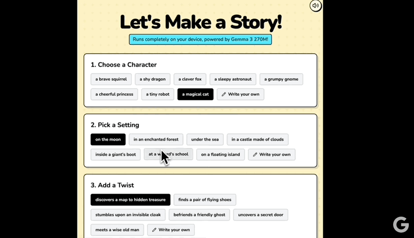 Gemma 3 270M驱动的睡前故事生成器界面