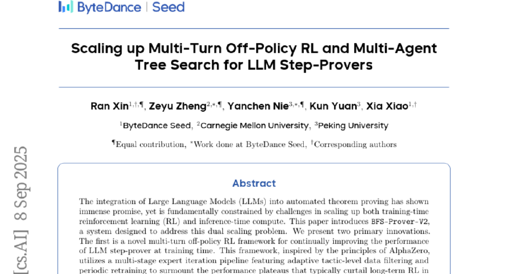 字节跳动Seed团队联合卡内基梅隆大学和北京大学发表的学术论文摘要