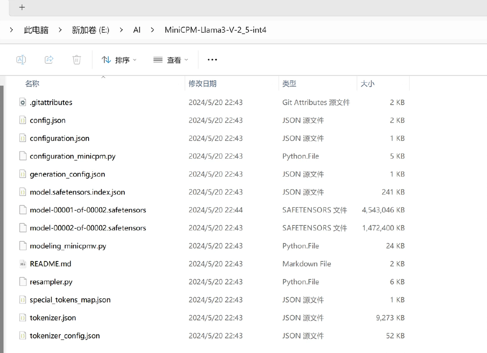 模型部署文件目录