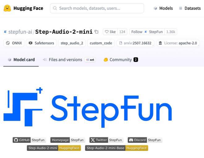 Hugging Face平台上的Step-Audio-2-mini模型页面
